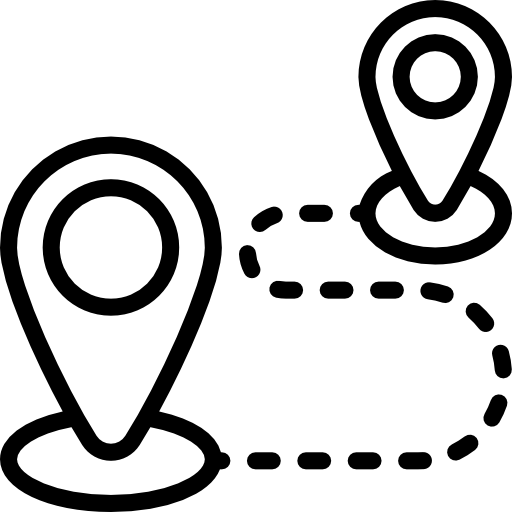 An illustration of an itinerary. It shows two points connecting by a path.