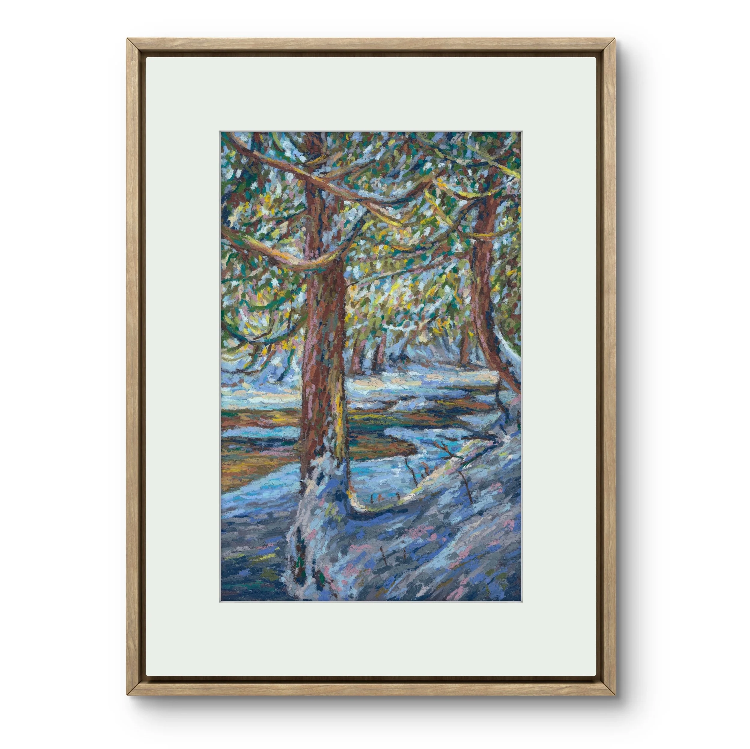 Snowy Golden Pines, 6 x 9" inches
