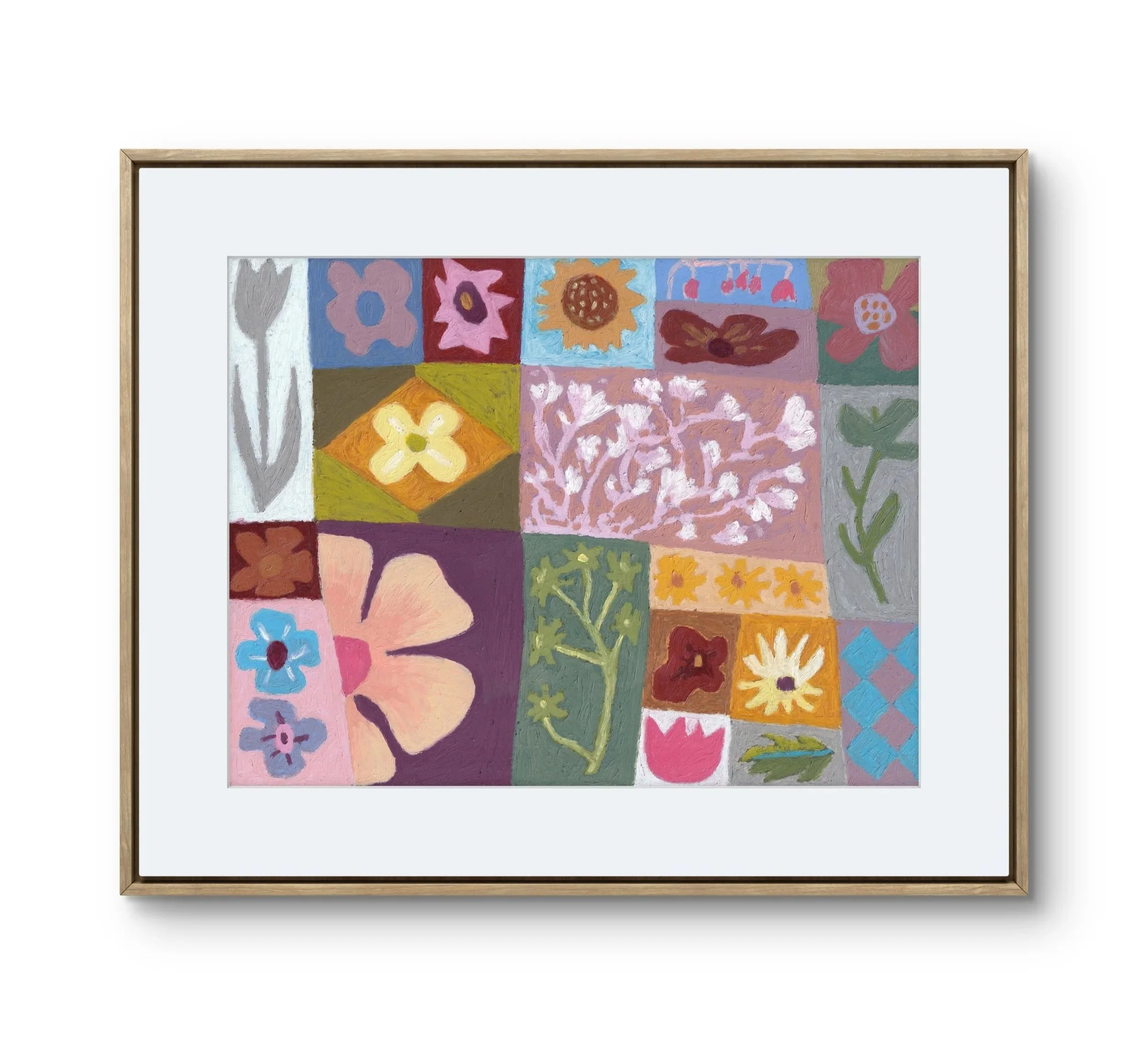 Flower Quilt, 9x12"