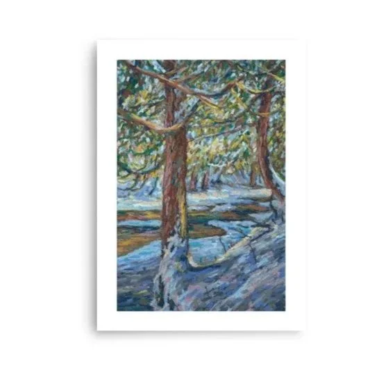 Snowy Golden Pines - Poster Print