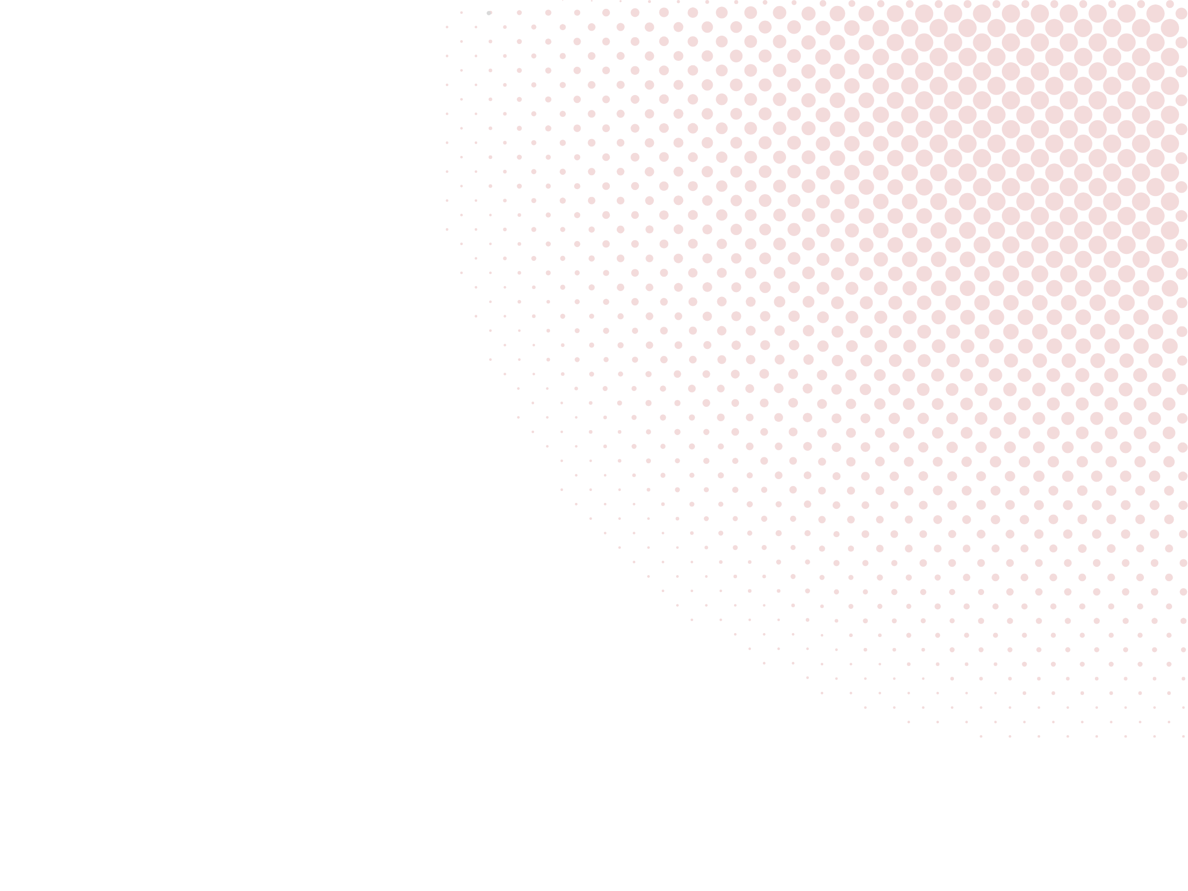 Black background with a red dotted halftone pattern on the top right corner.