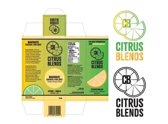 Citrus Blends Marinade Box | 2-Spot Colour Dieline | Adobe Illustrator | Adobe InDesign