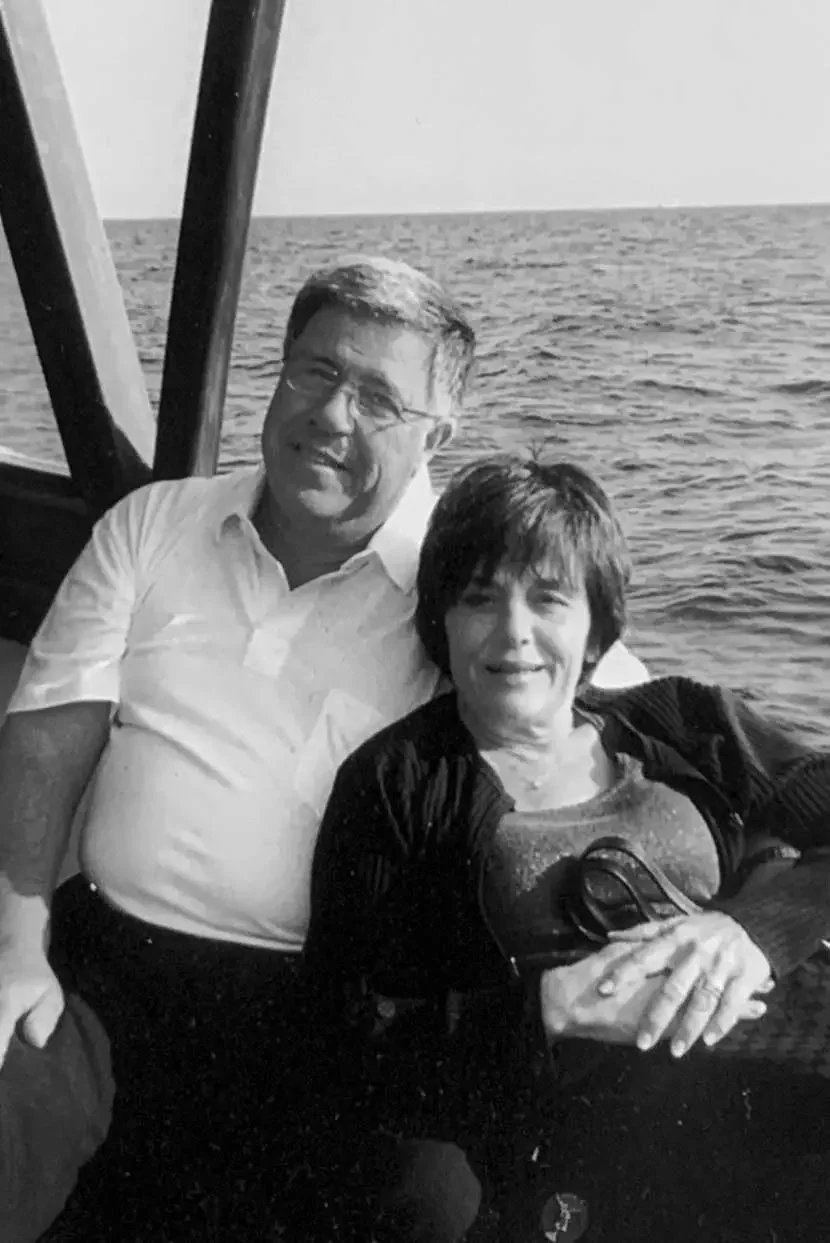 A black and white photo of Sonny and Shirley Oliverio.