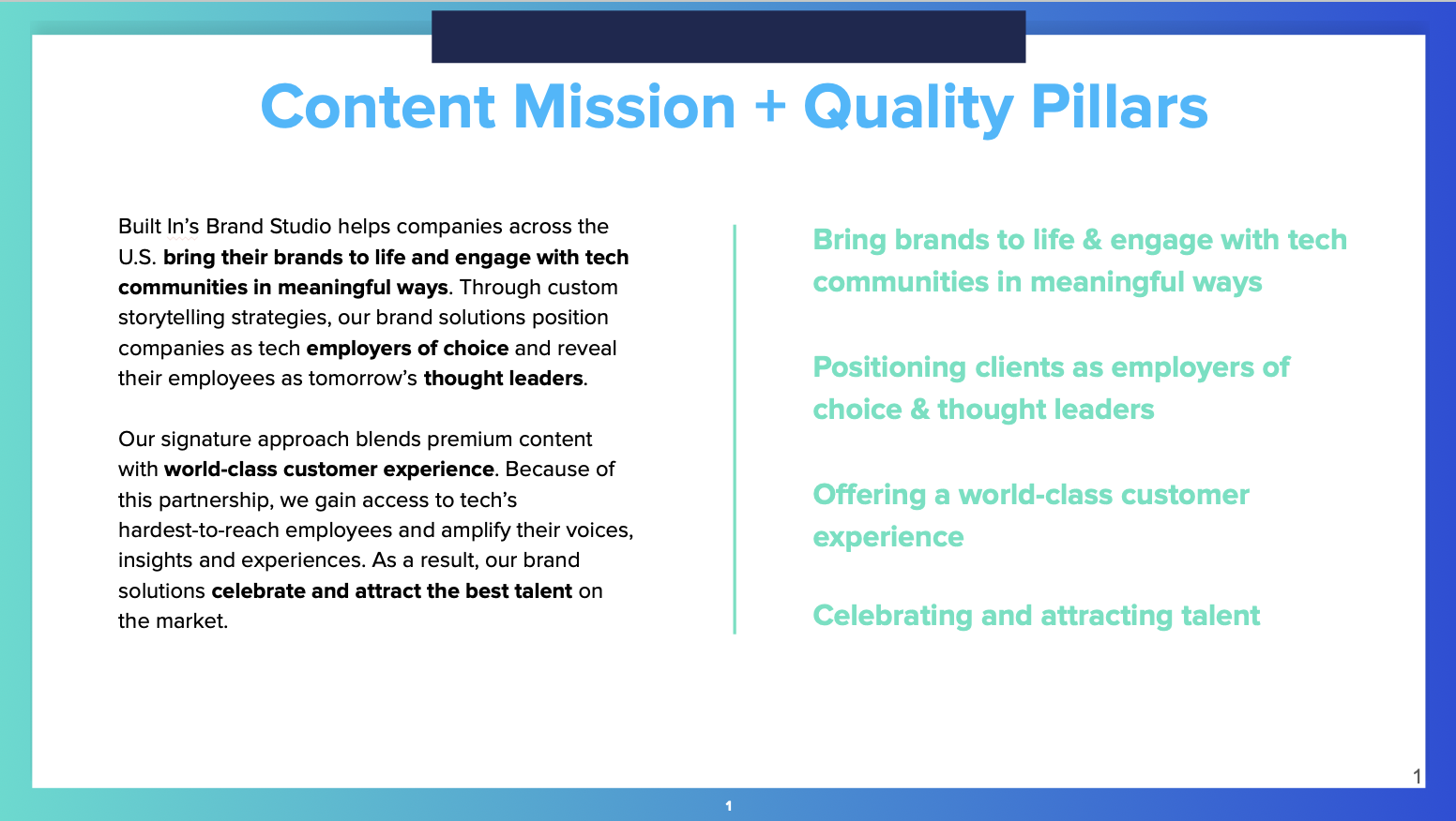 Content Mission &amp; Quality Pillars Training Presentation 