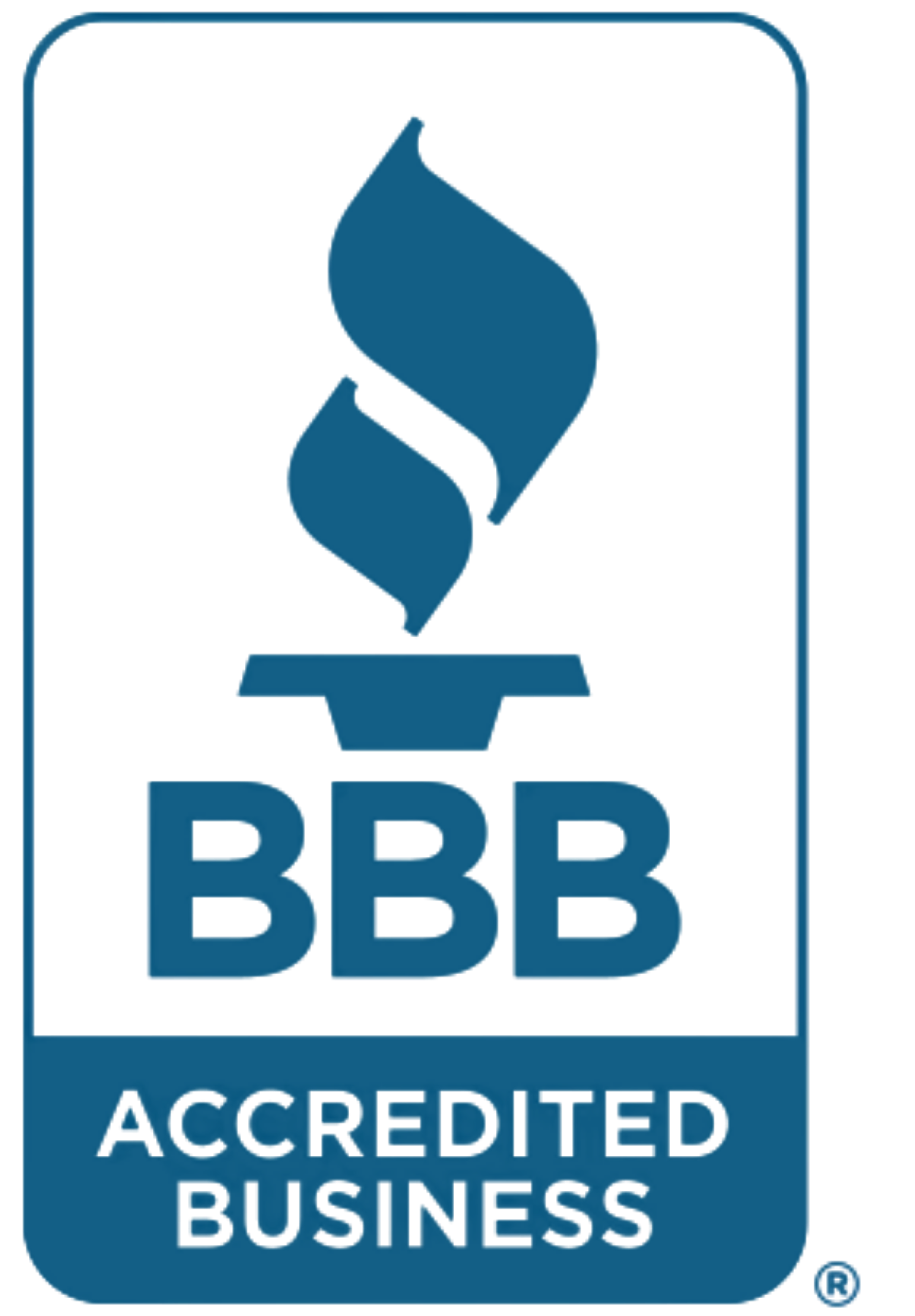 BBB Accredited Business logo featuring a blue torch symbol with the letters BBB and the words ACCREDITED BUSINESS underneath.