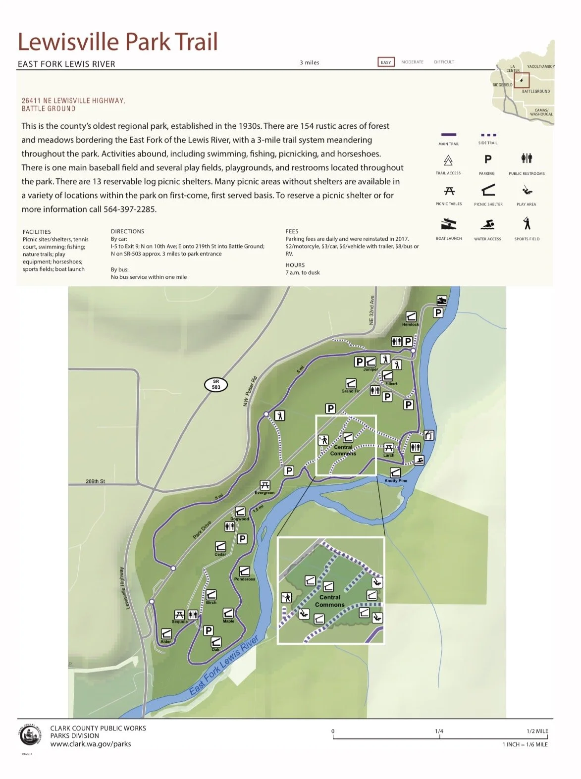 Map of lewisville park trail and the picnic shelters