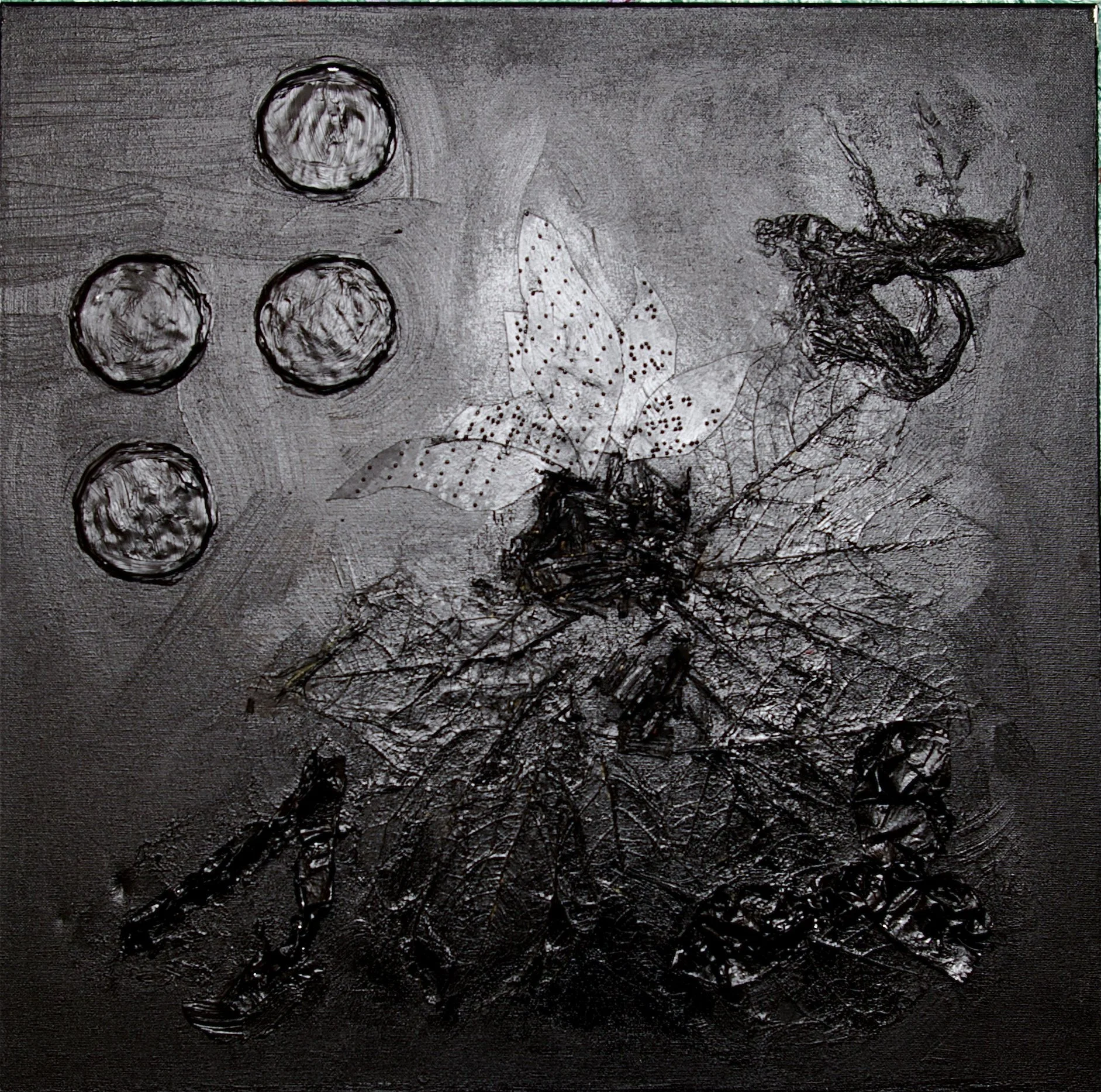 Untitled (1of 5), from the series "TOUCH", 2010, mixed media on canvas, 20"x20". AVAILABLE.