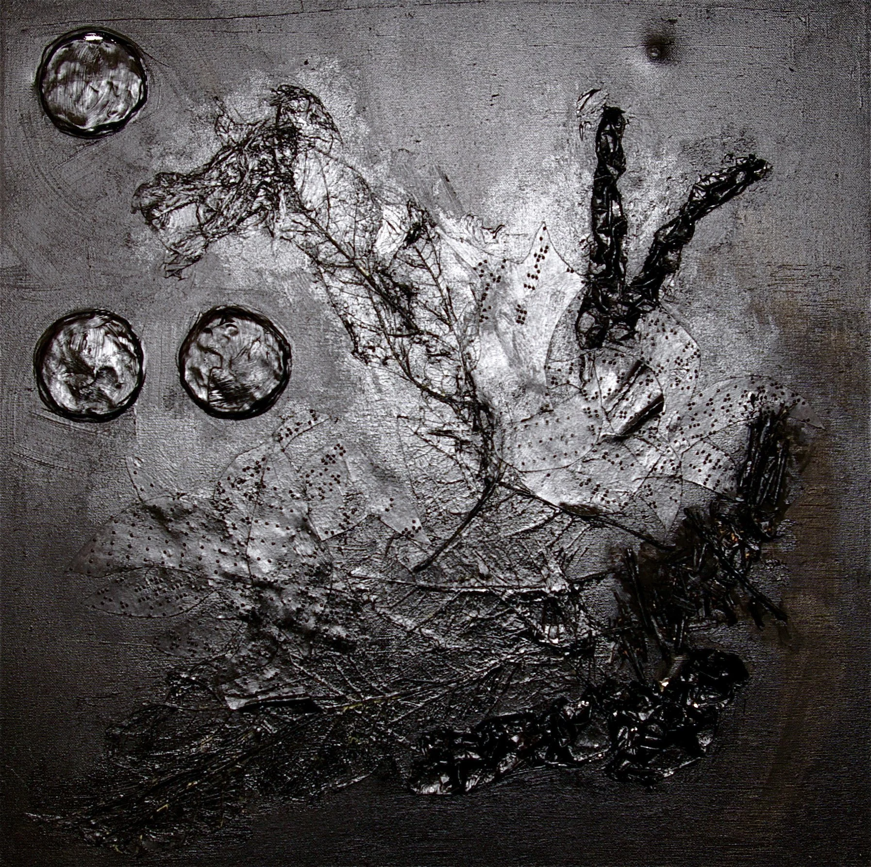 Untitled (3 of 5), from the series "TOUCH", 2010, mixed media on canvas, 20"x20". AVAILABLE.