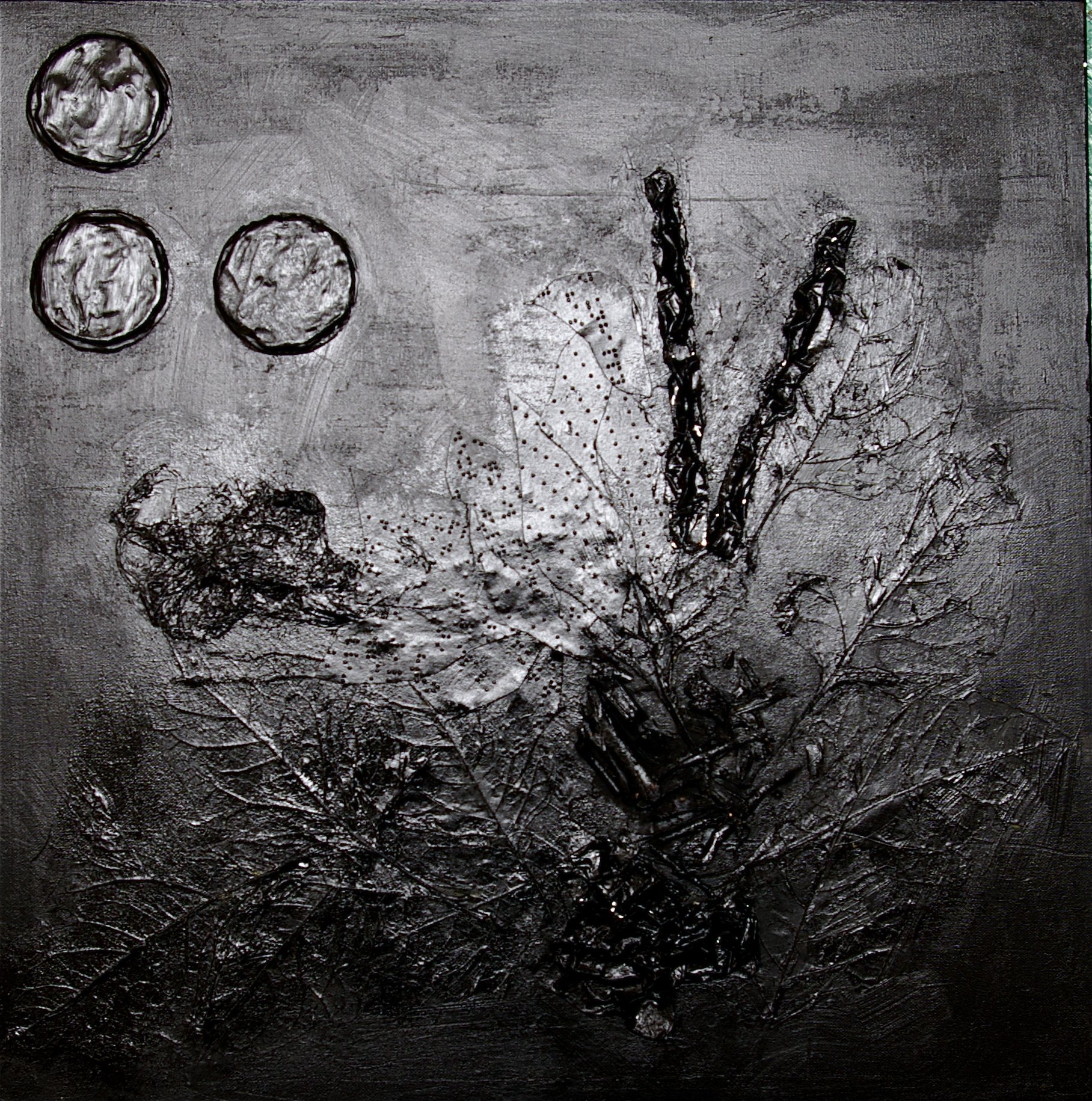 Untitled (5 of )5, from the series "TOUCH", 2010, mixed media on canvas, 20"x20". AVAILABLE.