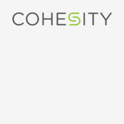 Logo of COHESITY with the letter S highlighted in green.