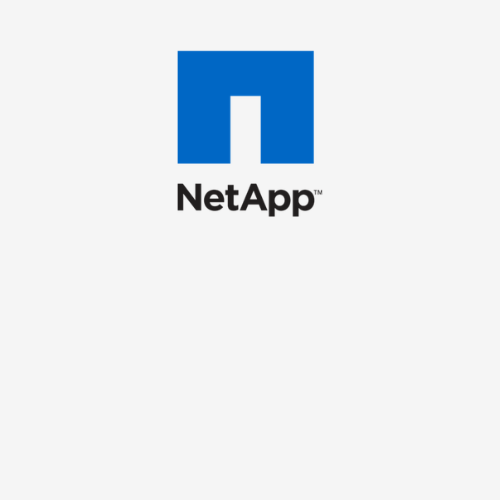 NetApp logo with blue square and white arch, and black text 'NetApp' beneath it.