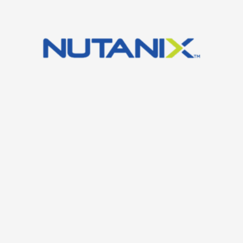 Nutanix logo with blue and green text on a white background.