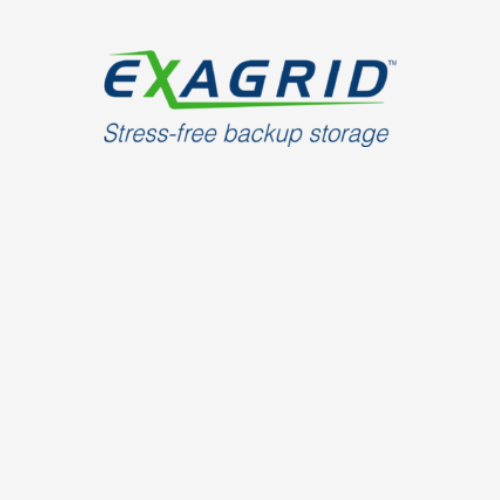 ExaGrid logo with the slogan "Stress-free backup storage" on a white background.