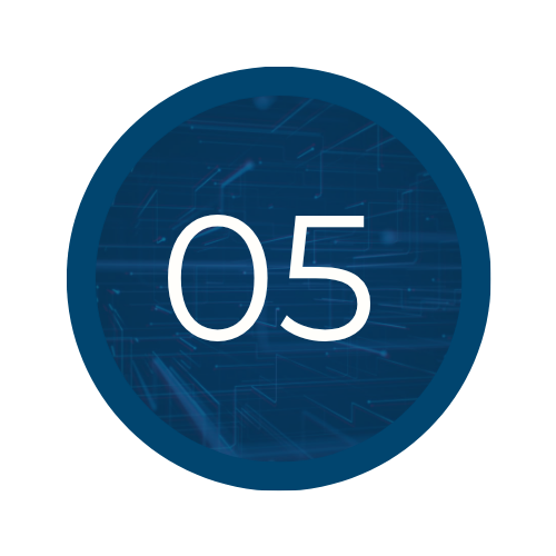 Digital graphic showing the number 05 with a high-tech blue background.