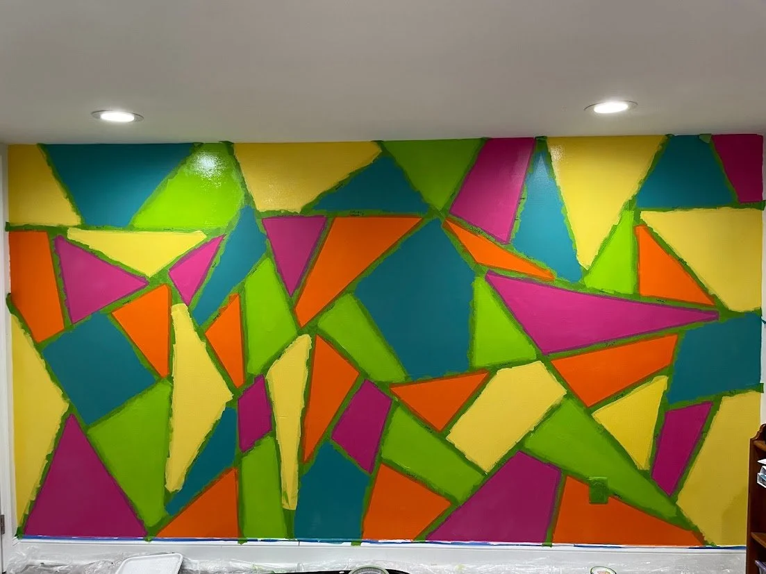 Finished wall before we removed the tape.