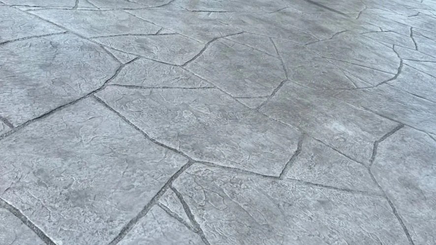 Closeup Grey Stamped Concrete