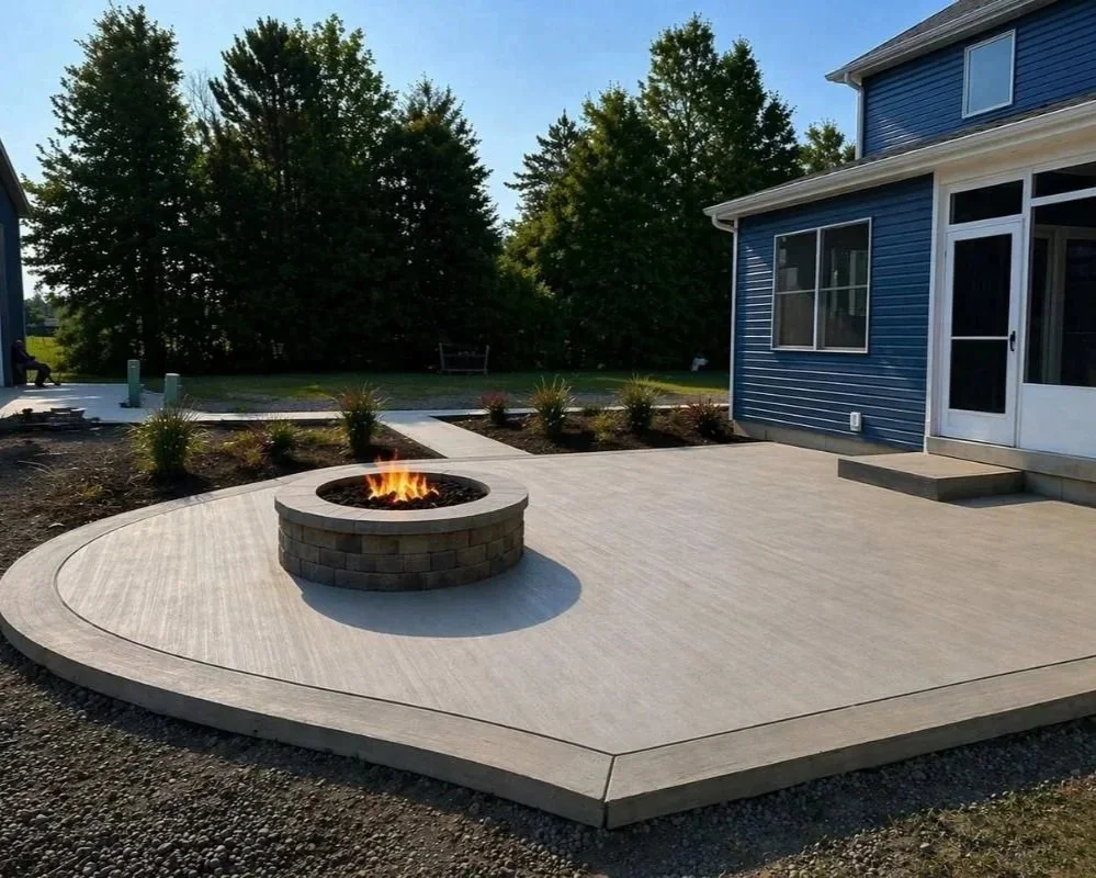 Concrete Patio with Fire-ring
