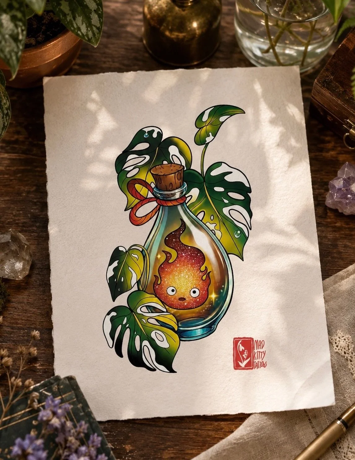 My favorite fire 🔥 🎥 DM or email to claim any flash designs.

#tattooflash #pdxtattoo #calcifer #studioghibli #tattooflash