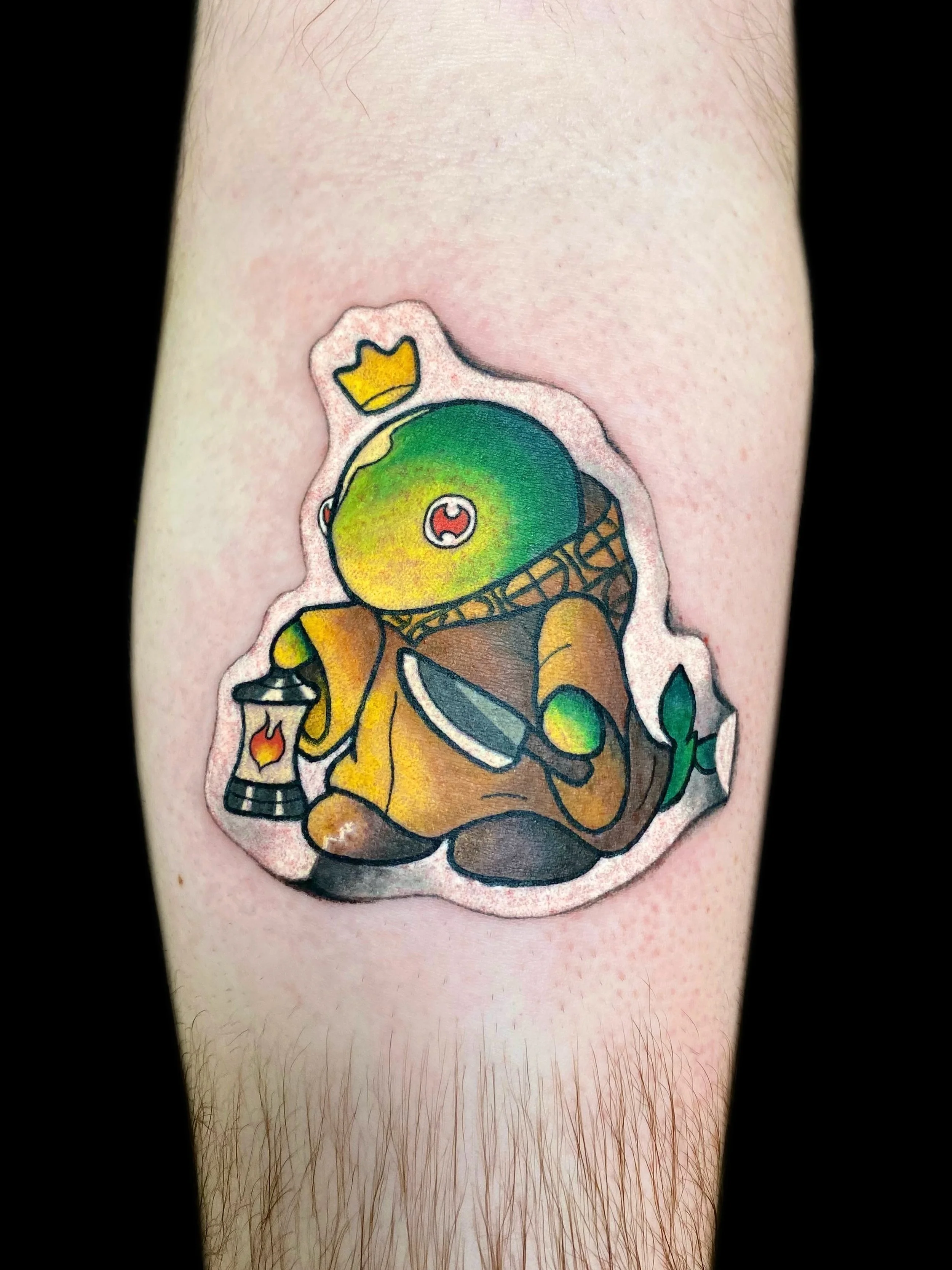 Thank you Jordan for pick me as your first tattoo artist and congratulations 🍾 on your first tattoo ❤️ 

#glittertattoo #pdxtattoo #finalfantasytattoo #tonberry #stickertattoo