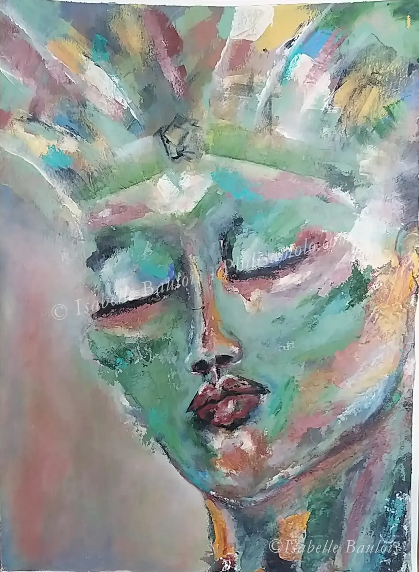 Title: Inner Silence - An exploration of stillness as the ground of being. In silence, worries dissolve and only what is real remains, leaving us present in the perfection of now. Acrylic on watercolor paper 234g 22X30