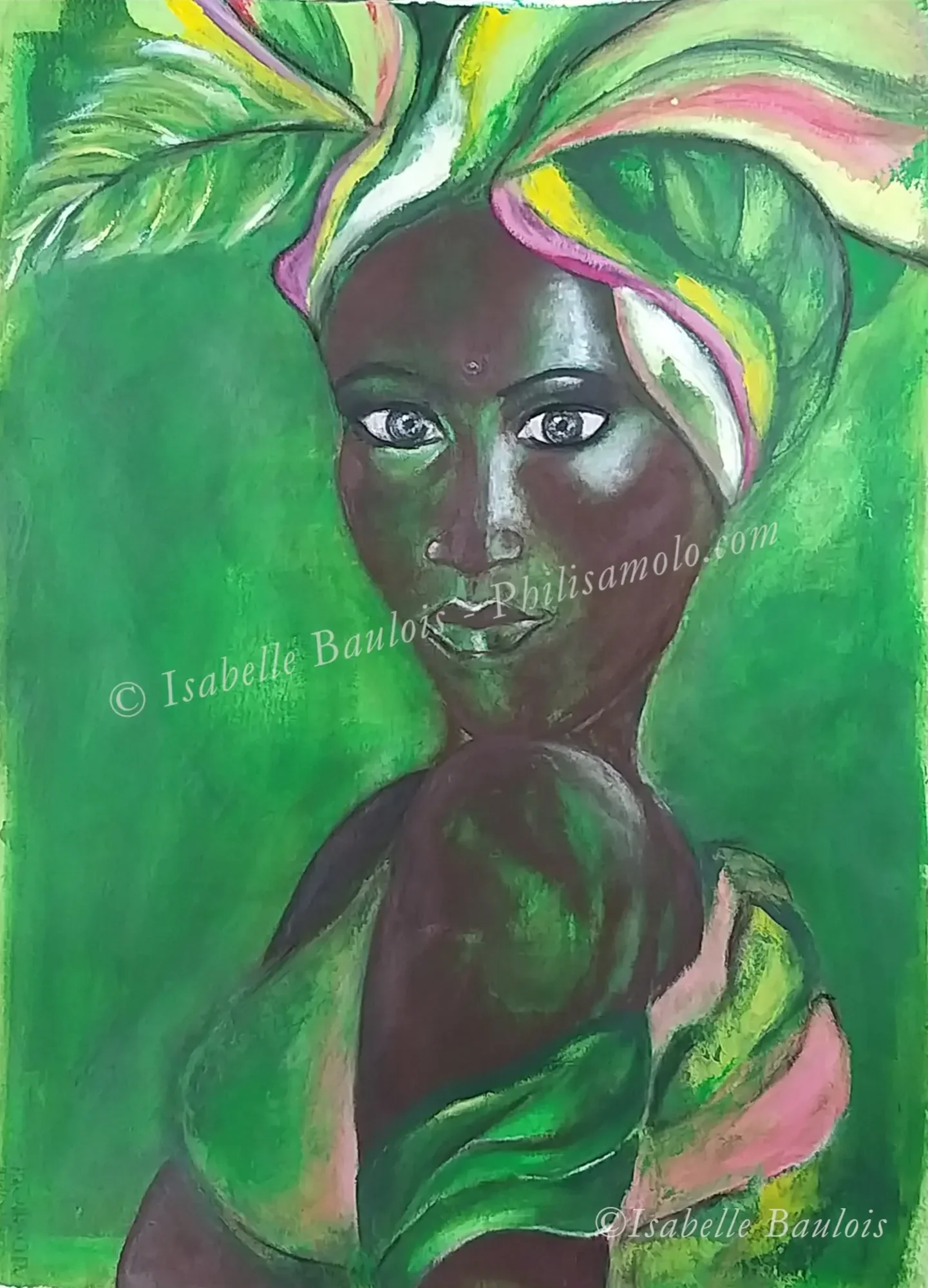 Title: Indomitable Grace - This piece reflects the timeless strength of womanhood, honoring those who carry both grace and courage. It is a portrait of the feminine as a complete circle. Acrylic on watercolor paper 234g 22X30