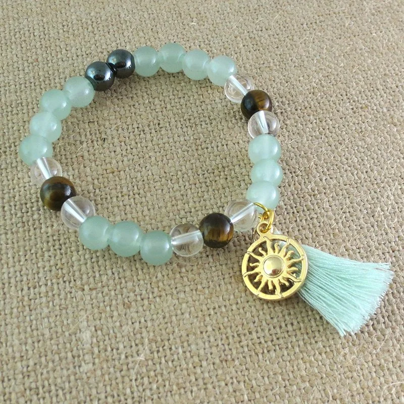Iron Tiger Stretch Bracelet with Golden Sun