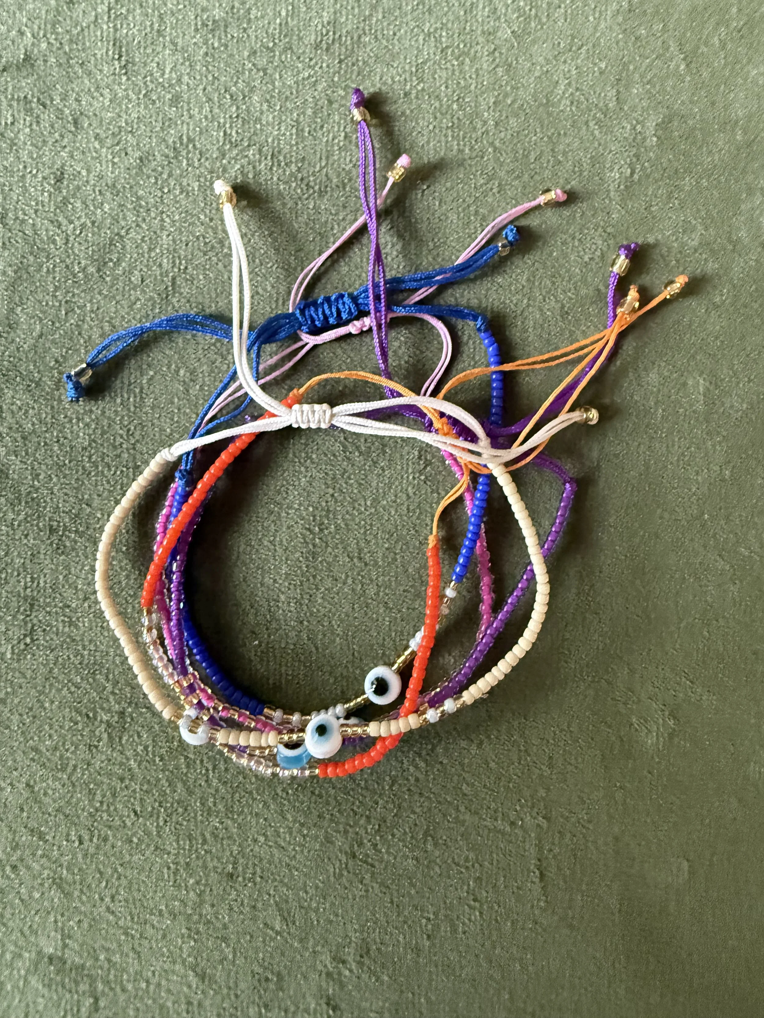 Evil Eye Protection Bracelet with Adjustable Knot