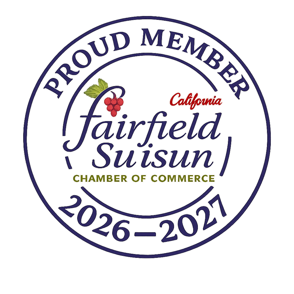 Fairfield-Suisun Chamber of Commerce member badge.