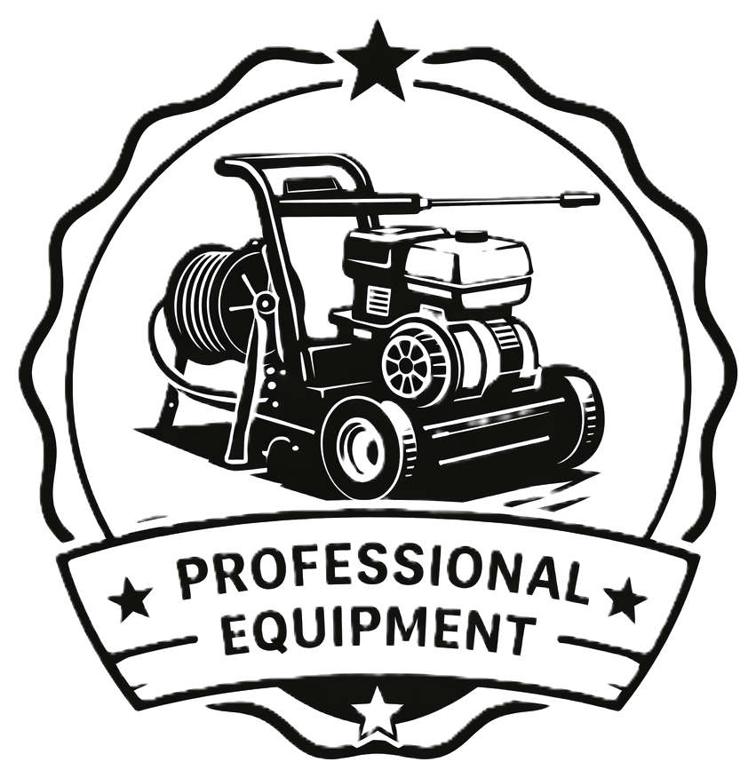 Professional pressure washing equipment badge.