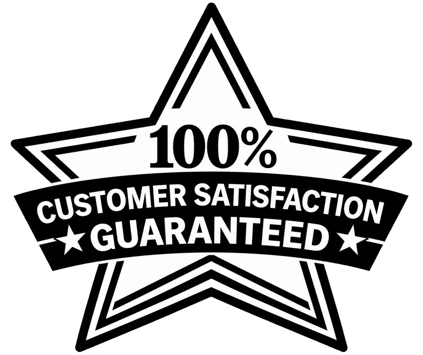 100% customer satisfaction guaranteed badge.