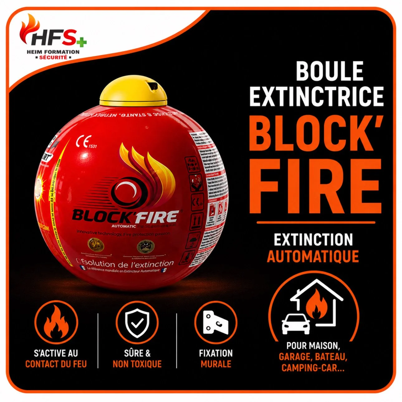 Boule Extinctrice Active/Passive - Block'Fire
