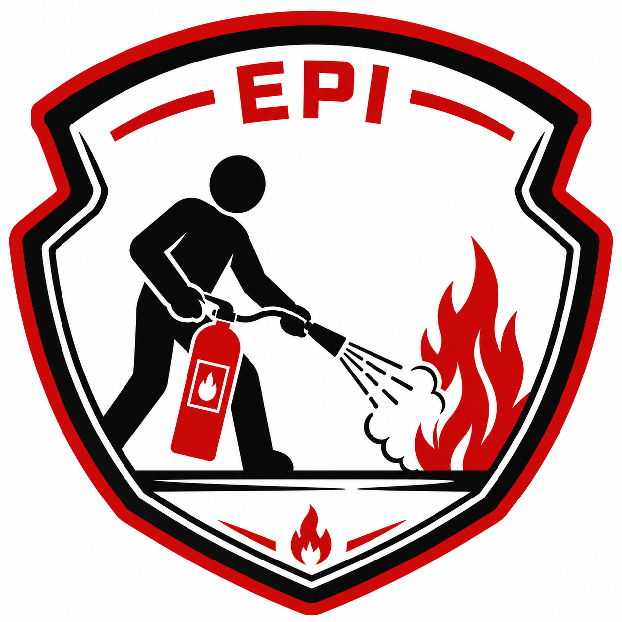 Logo représentant un homme utilisant un extincteur pour éteindre un feu.
