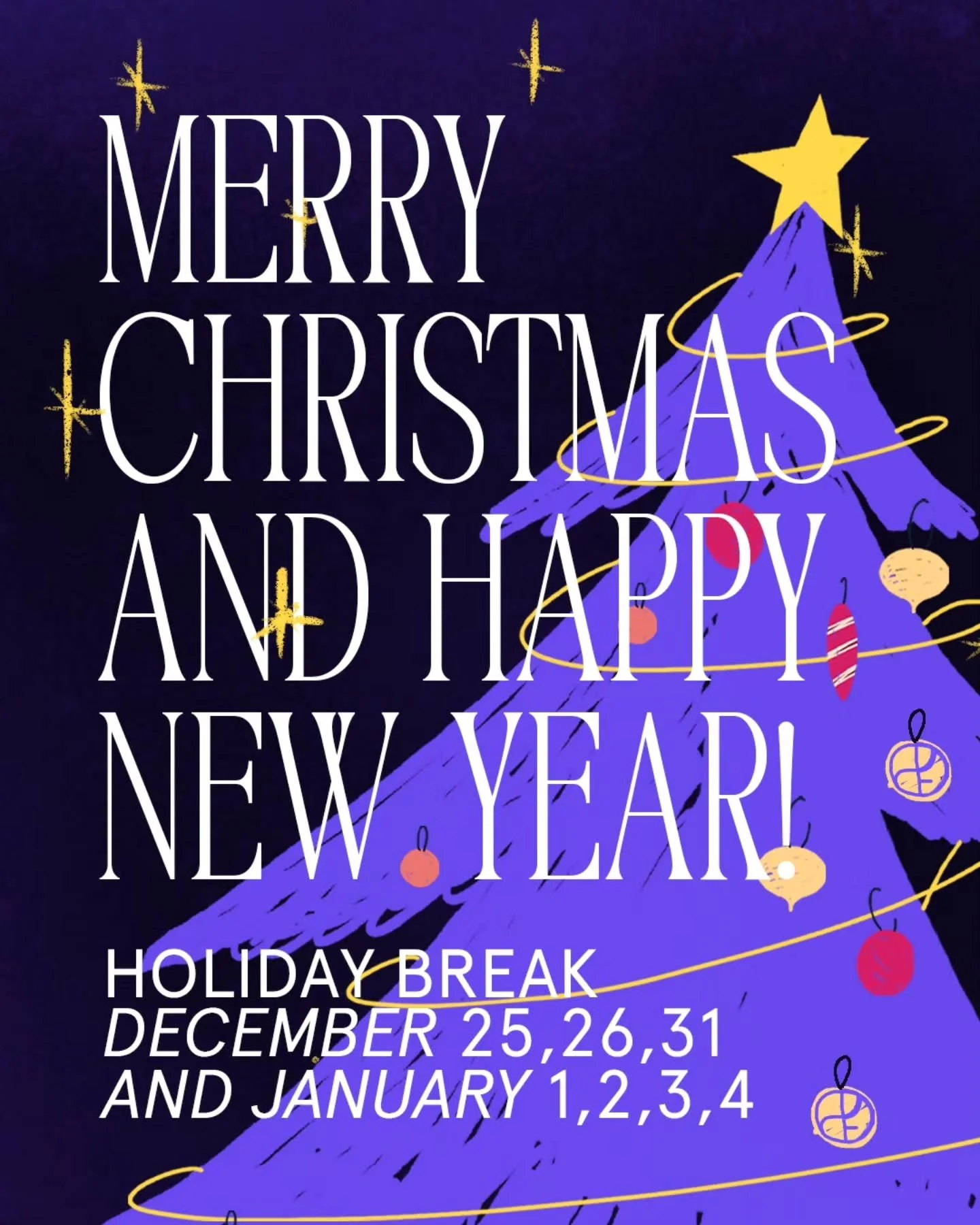 ✨🎄 Holiday Break at Bodyflow Studio! 🎄✨

Dear friends, the studio will be taking a short break during these special days so we can all enjoy time with our loved ones and soak up the festive spirit:

December 25,26,31 and January 1,2,3,4 - holiday b
