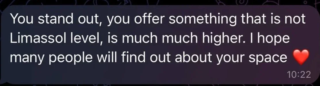 A screenshot of a text message expressing admiration and encouragement, with a red heart emoji, sent at 10:22.