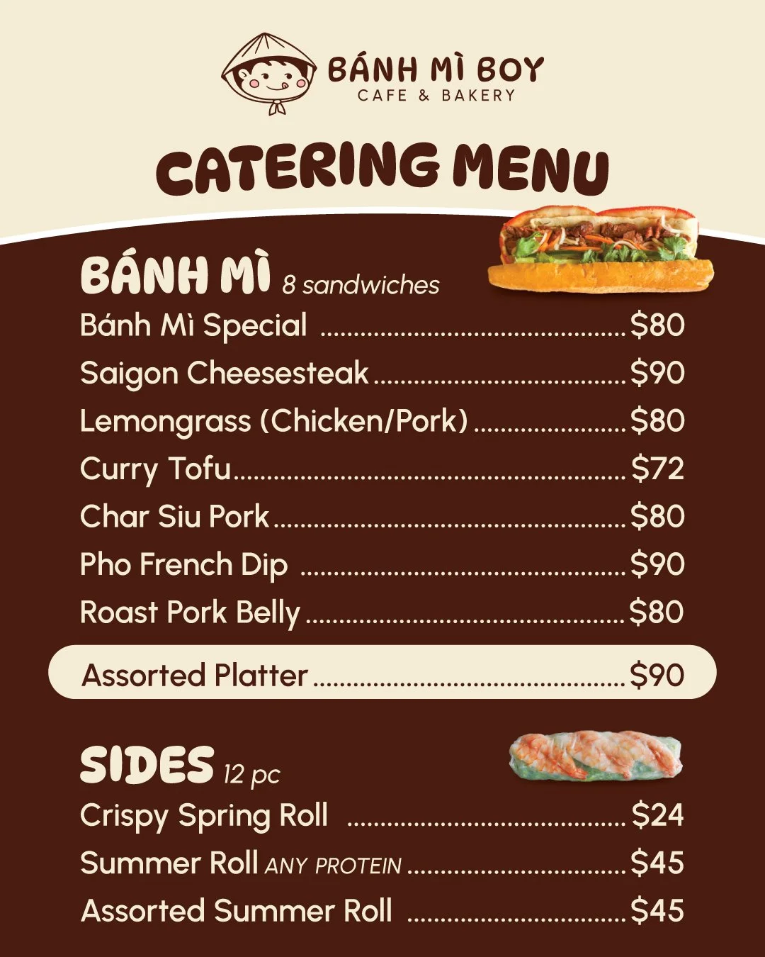 banh mi boy catering menu