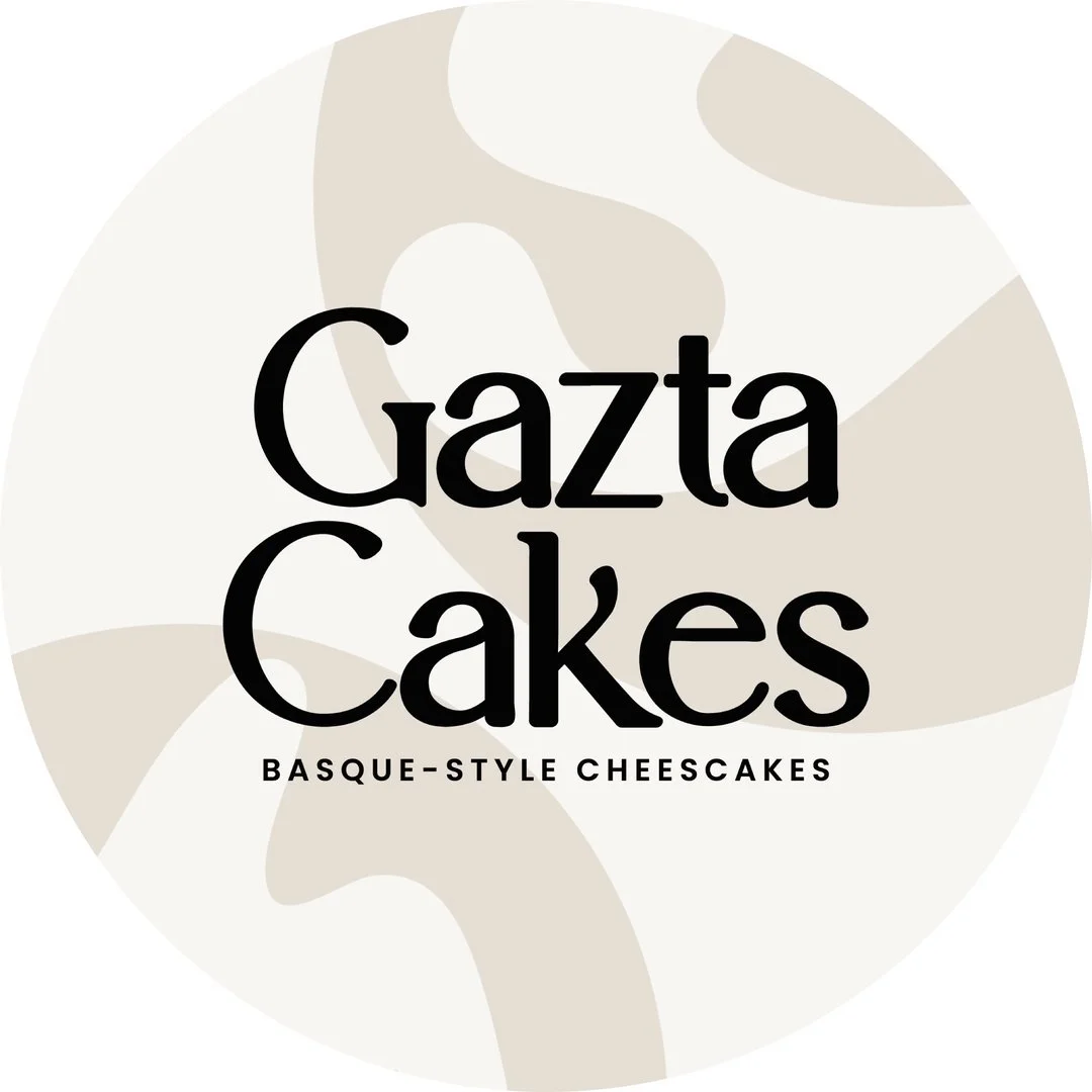Gazta cakes logo with "Basque-style cheesecakes" underneath logo