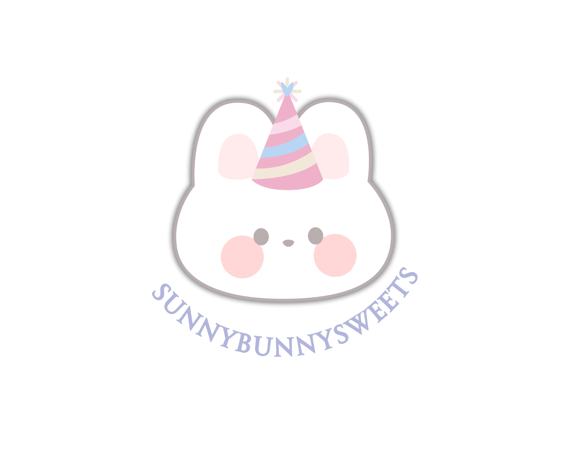 logo of cute bunny rabbit wearing a birthday hat with sunnybunnysweets text underneath
