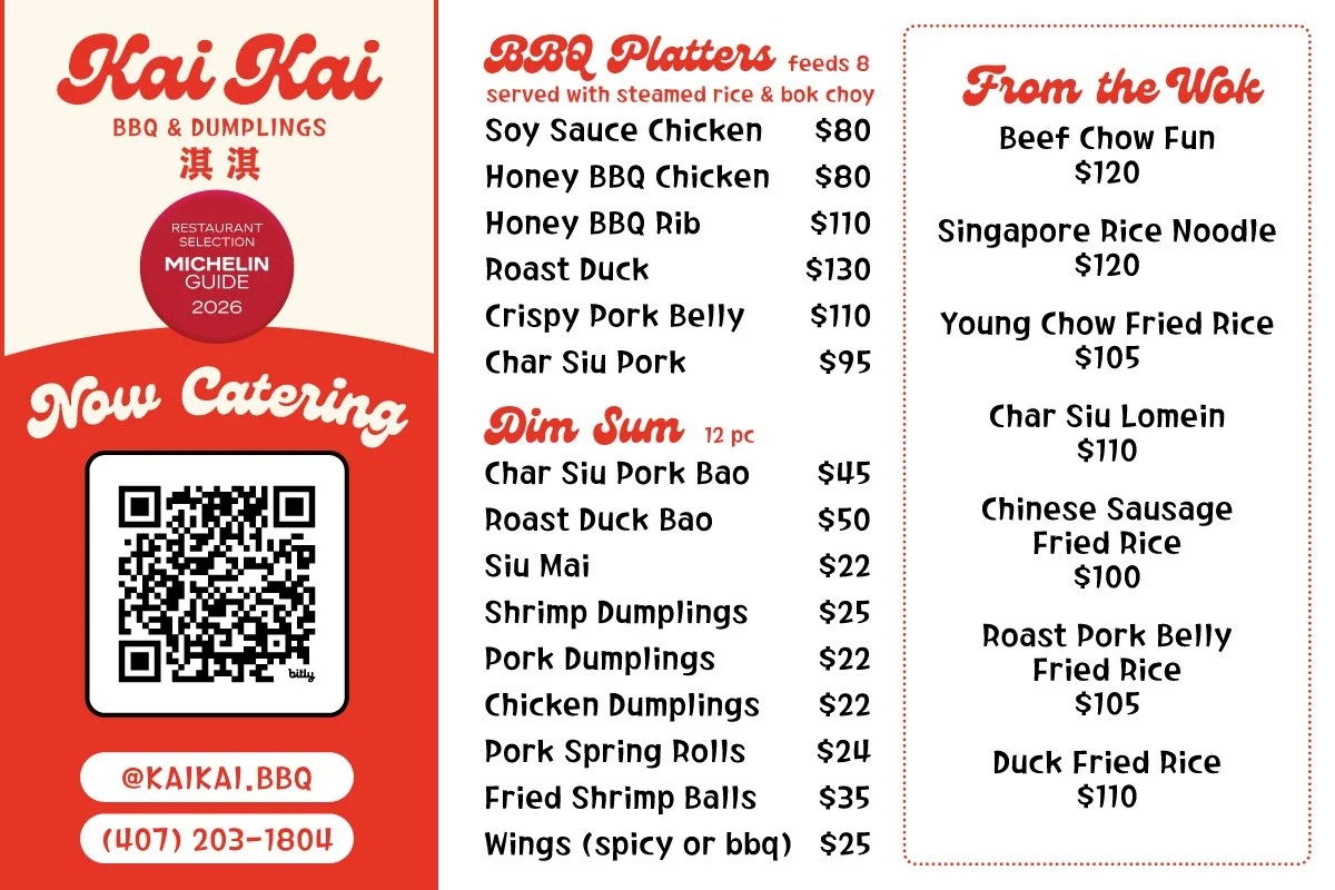 Kai Kai Catering Menu