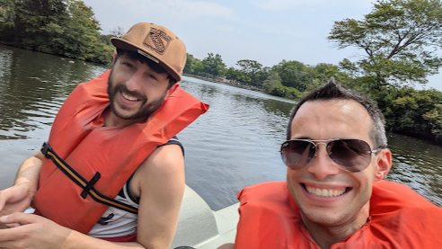 Paddle boating at the lake in our local park 