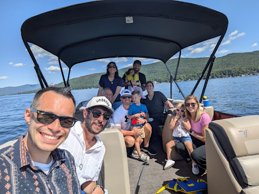 Larry's family's annual lake trip on a pontoon boat