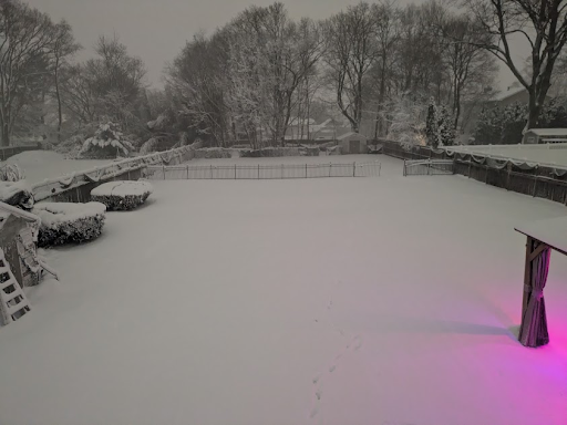 Our backyard ready for snowmen to be made with our little one