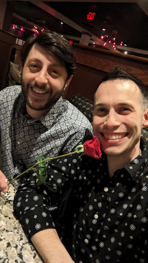 Larry and Rob celebrating our anniversary at the restaurant we had our first date