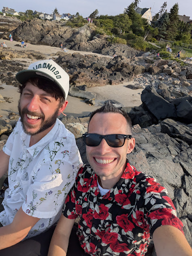 Exploring the cliffs along the shore of Maine
