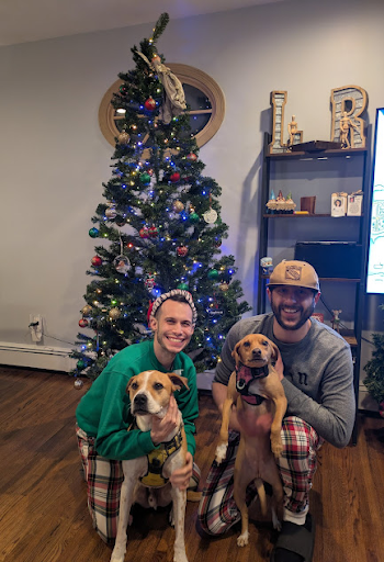Larry and Rob celebrating our first Christmas in our house