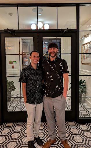 Larry and Rob out to dinner to celebrate our offer being accepted on our house