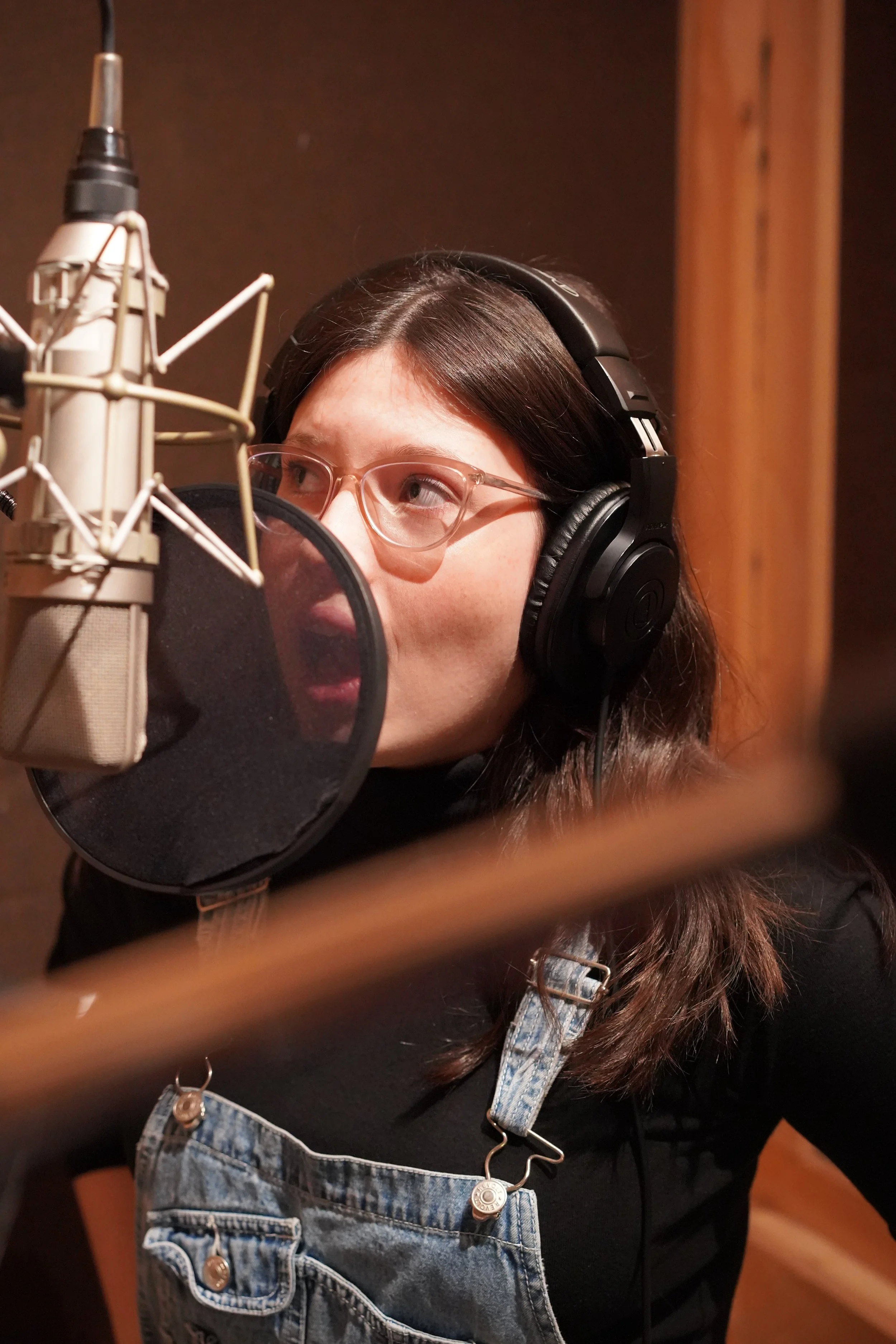 Sarah Walsh recording the Picnic at Hanging Rock cast album