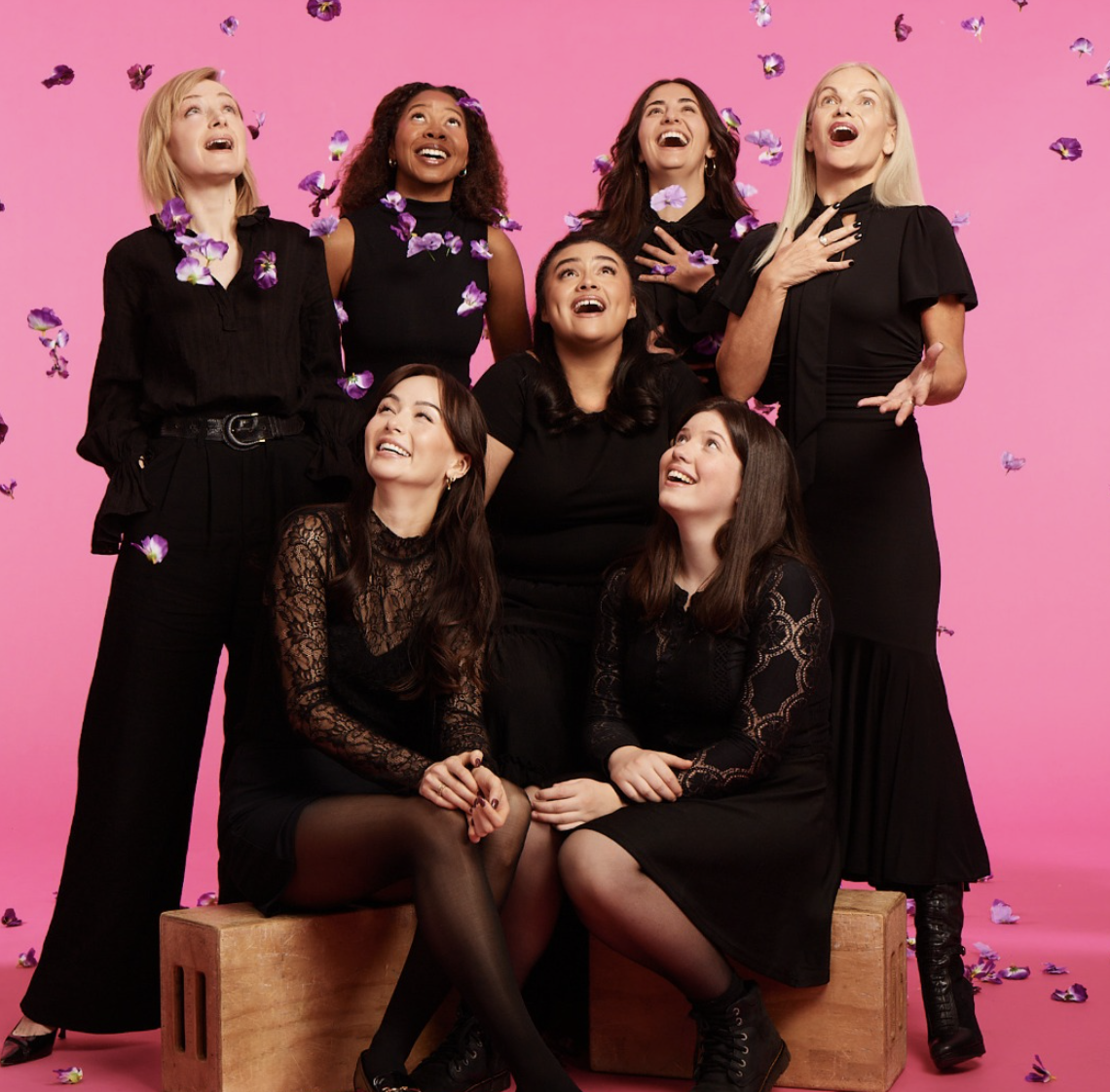 Sarah Walsh, Gillian Jackson Han, Tatianna Cordoba, Kate Louissant, Marina Pires, Kaye Tuckerman, and Erin Davie in promotional material for Picnic at Hanging Rock