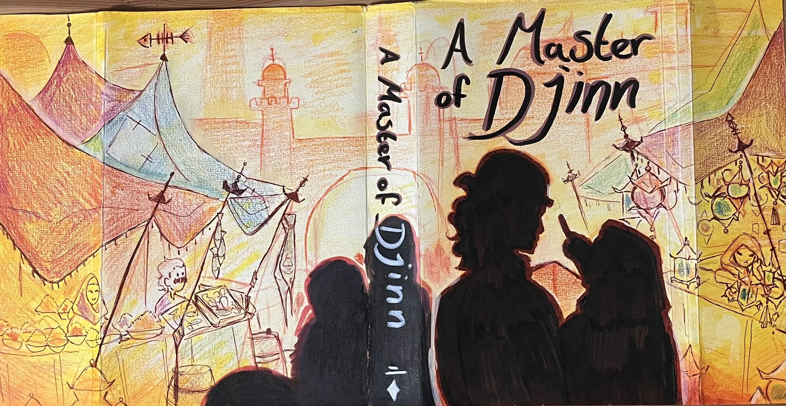 Book cover based on A Master of Djinn by P.  Djèlí Clark || Mixed Media