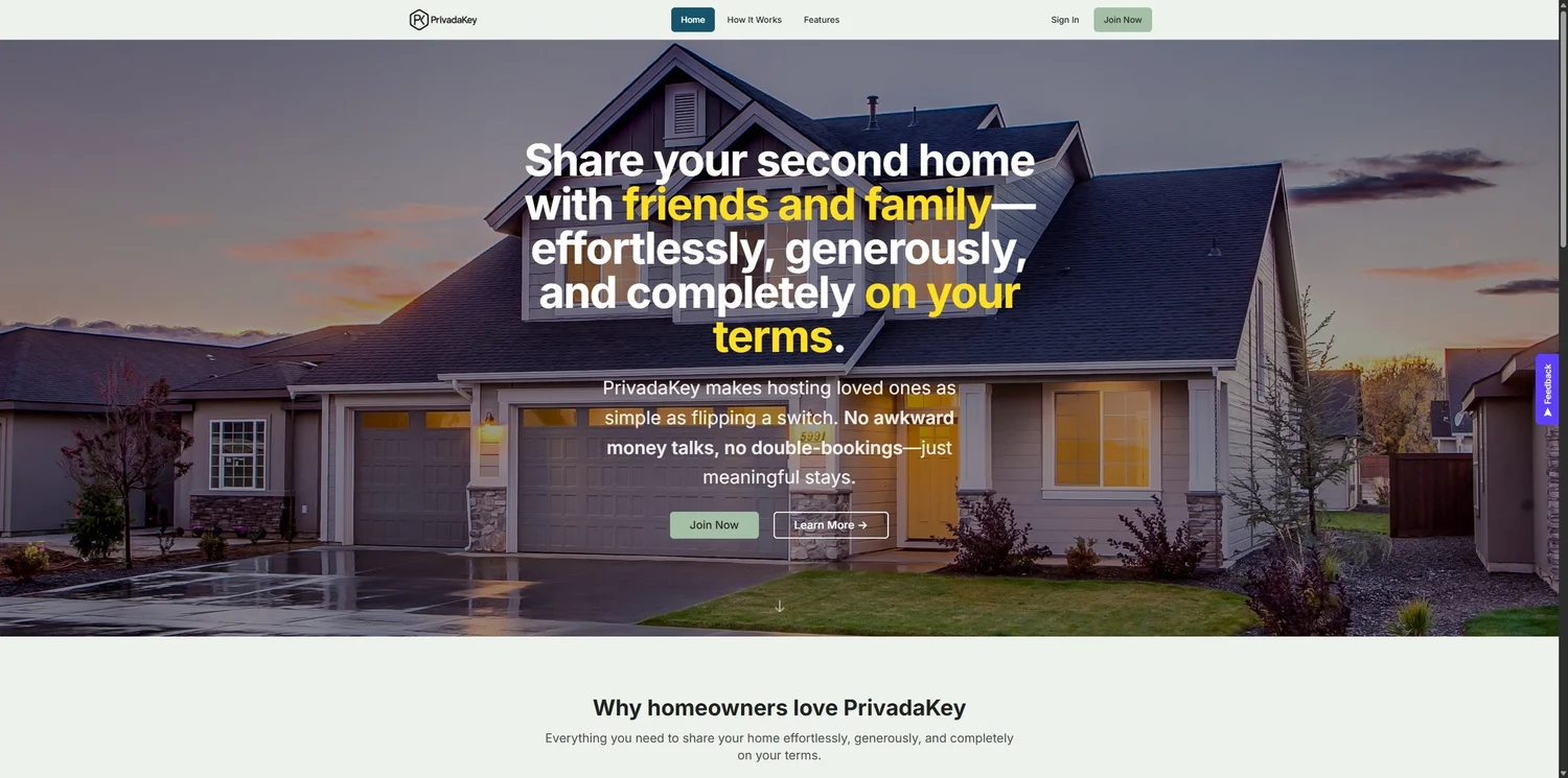 The PrivadaKey homepage