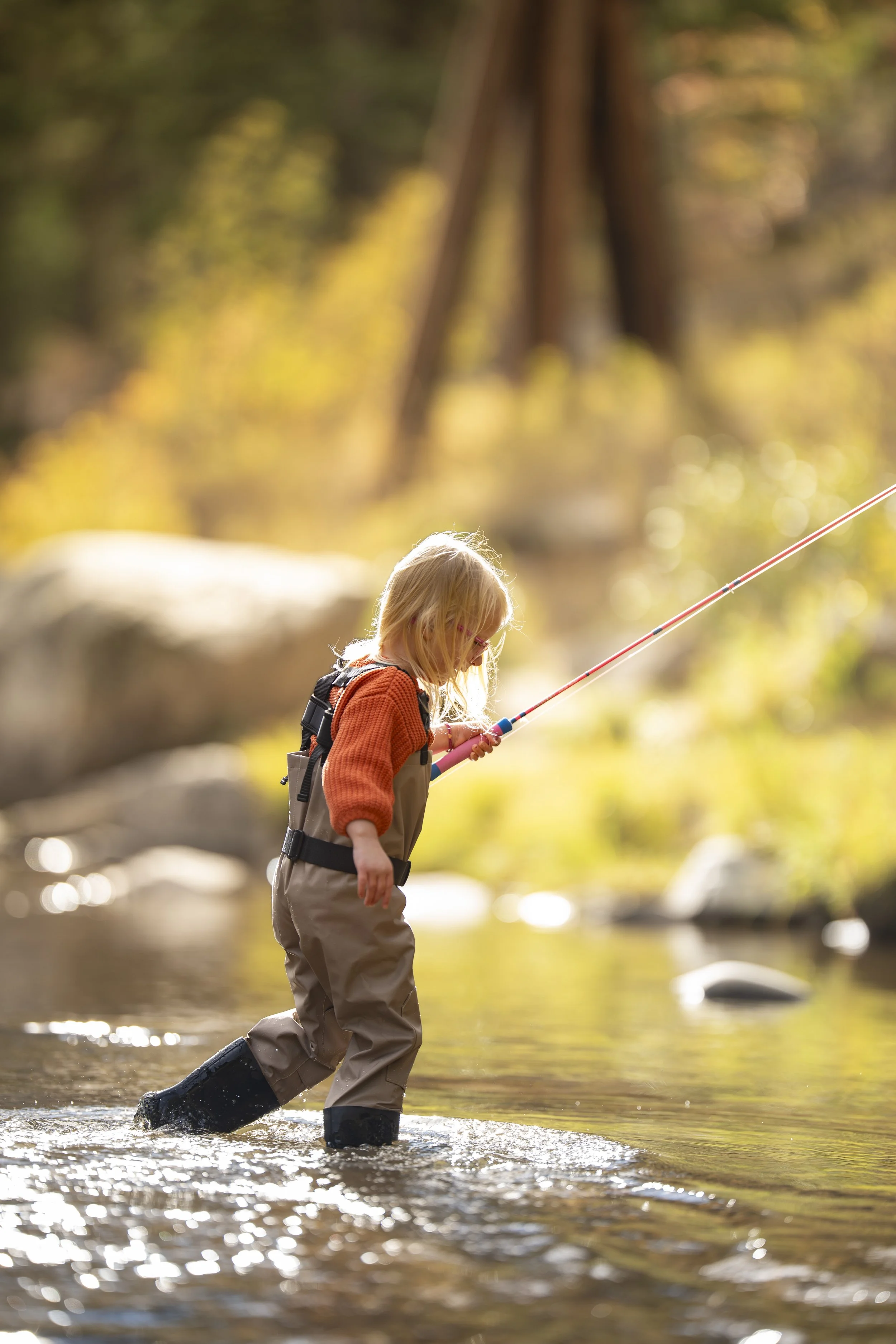 Olive Fishing in Her Waders